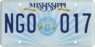 MS license plate NGO017