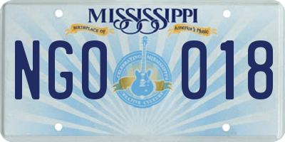 MS license plate NGO018