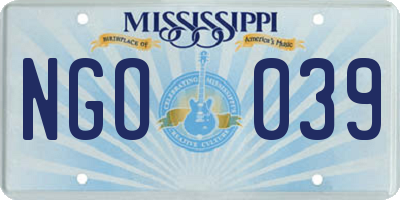 MS license plate NGO039