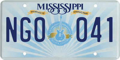 MS license plate NGO041