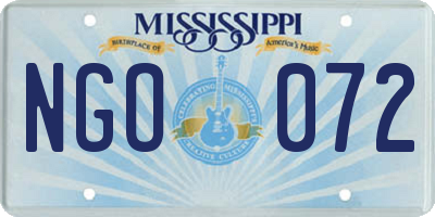 MS license plate NGO072