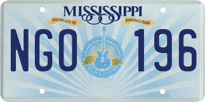 MS license plate NGO196
