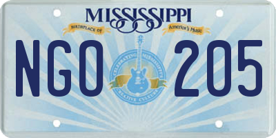 MS license plate NGO205
