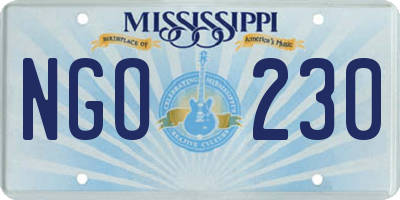 MS license plate NGO230