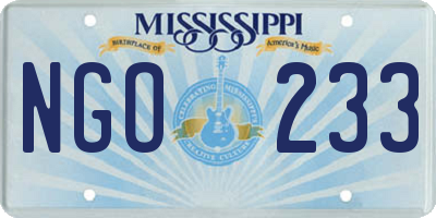 MS license plate NGO233