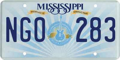 MS license plate NGO283
