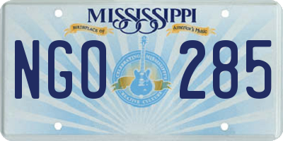 MS license plate NGO285