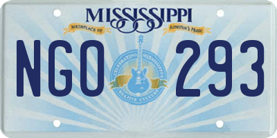 MS license plate NGO293