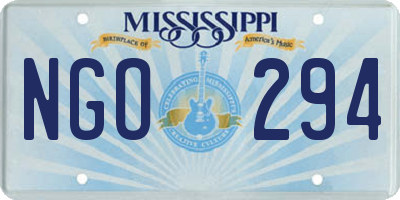 MS license plate NGO294