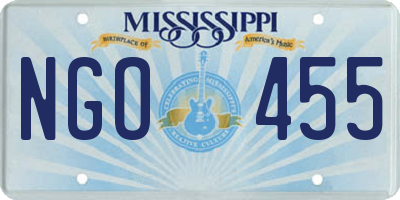 MS license plate NGO455