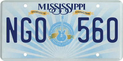 MS license plate NGO560