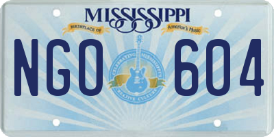 MS license plate NGO604