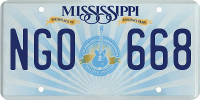 MS license plate NGO668