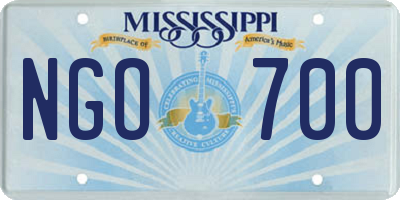 MS license plate NGO700