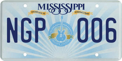MS license plate NGP006