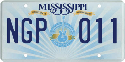 MS license plate NGP011