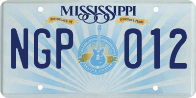 MS license plate NGP012
