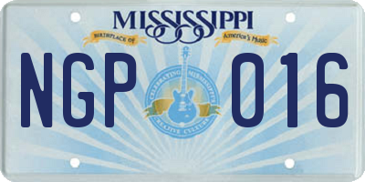 MS license plate NGP016