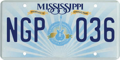 MS license plate NGP036