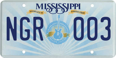 MS license plate NGR003