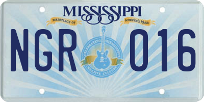 MS license plate NGR016