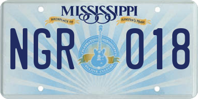 MS license plate NGR018