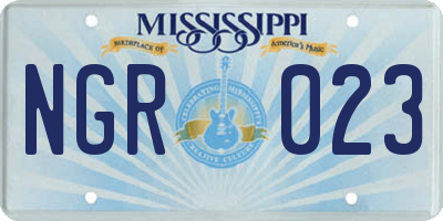 MS license plate NGR023