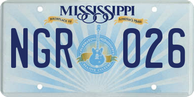 MS license plate NGR026