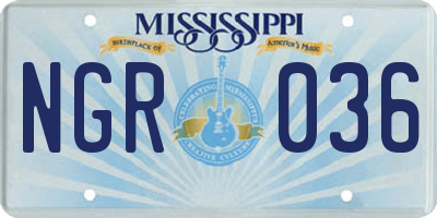 MS license plate NGR036