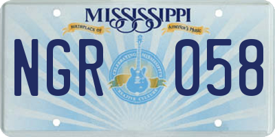 MS license plate NGR058