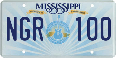 MS license plate NGR100