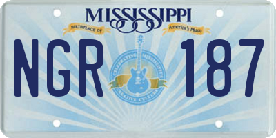 MS license plate NGR187