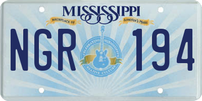 MS license plate NGR194