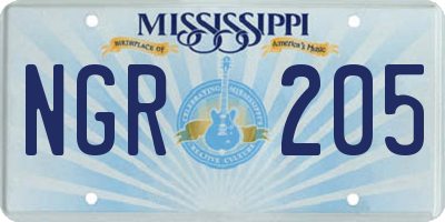 MS license plate NGR205