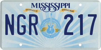 MS license plate NGR217