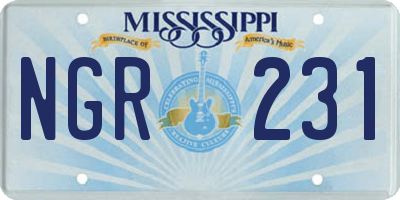 MS license plate NGR231