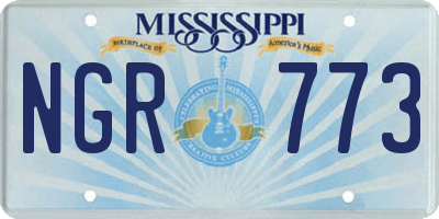 MS license plate NGR773