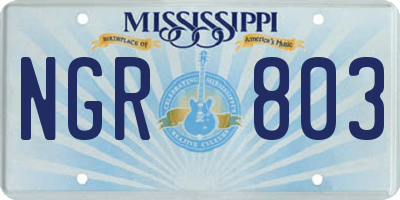 MS license plate NGR803