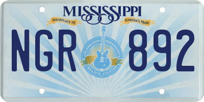 MS license plate NGR892