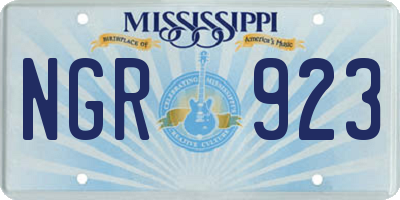 MS license plate NGR923