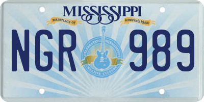 MS license plate NGR989