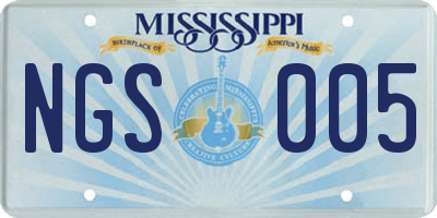 MS license plate NGS005