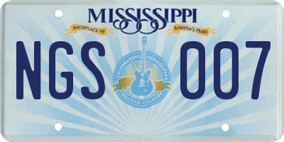 MS license plate NGS007