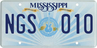 MS license plate NGS010