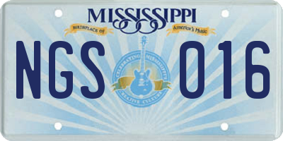 MS license plate NGS016