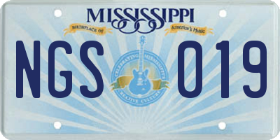 MS license plate NGS019