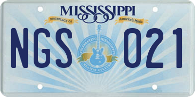 MS license plate NGS021