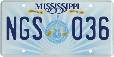 MS license plate NGS036