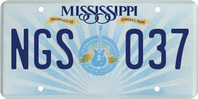 MS license plate NGS037