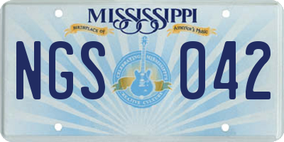 MS license plate NGS042